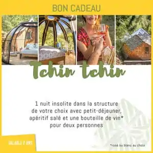 Bon cadeau pour offrir une nuit insolite avec panier apéritif